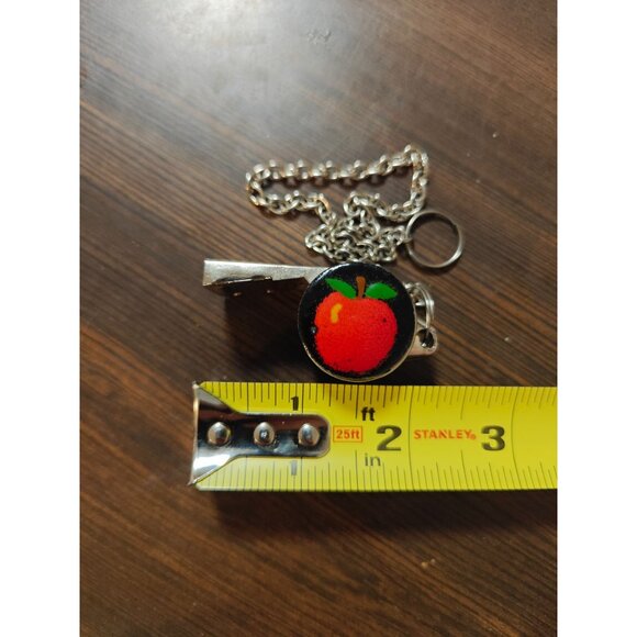 Vintage Whistle Keychain Enamel Apple Strawberry Design Silver Chain Hong Kong - Picture 5 of 6